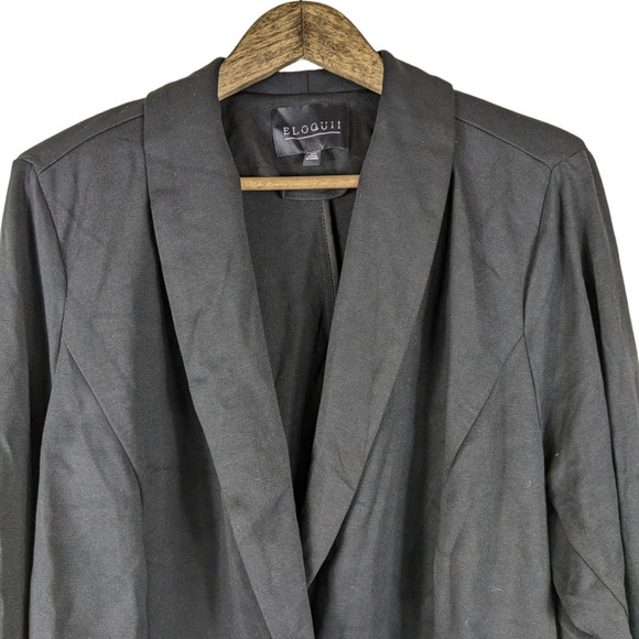 Eloquii Blazer 22 V Black Drapey Easy Fit Relaxed Long Sleeve Collar Jacket - Picture 2 of 9